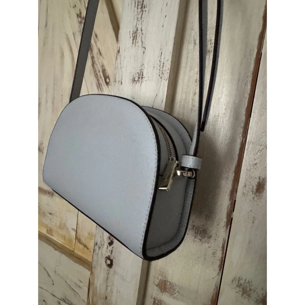Kate Spade Perry Light Gray Saffiano Leather Dome‎ Crossbody Old Money NWOT